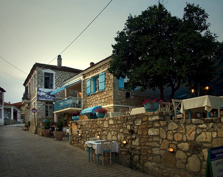 Traditional village of Afytos in Kassandra, Halkidiki, Greece