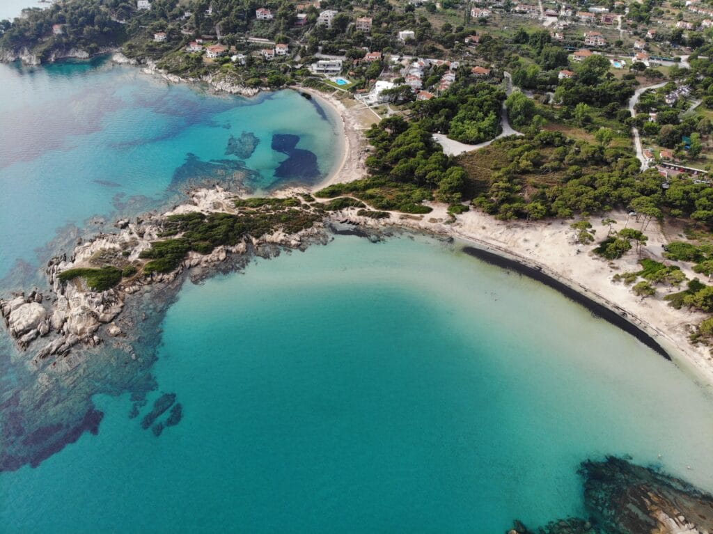 Turquoise coastline of Sithonia in Halkidiki, Greece