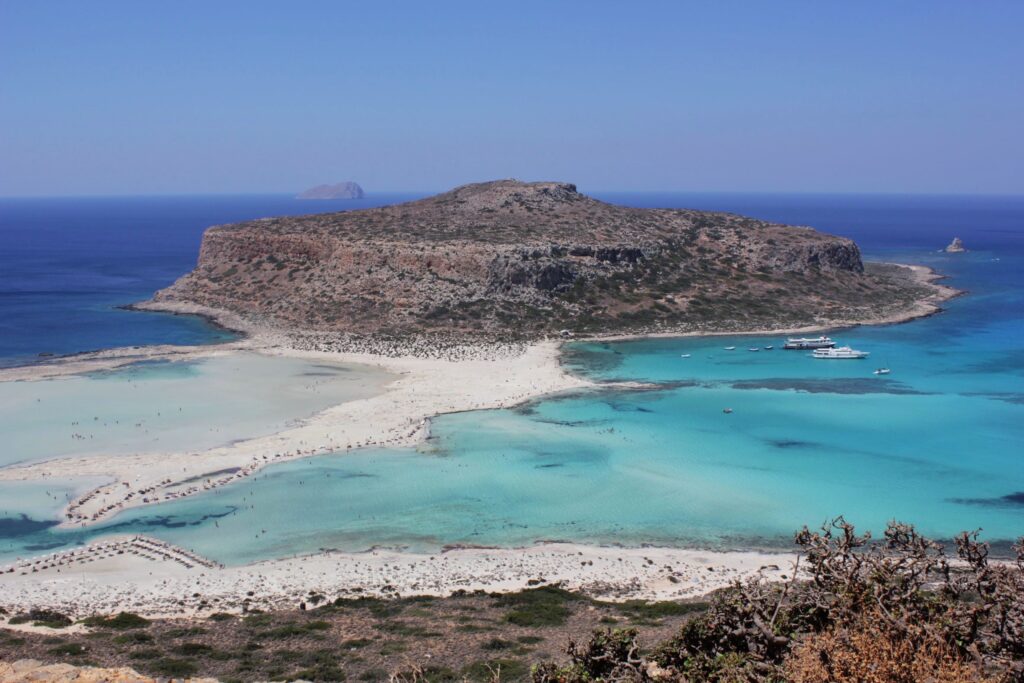 Turquoise waters of Balos Beach in Crete, Greece in June
