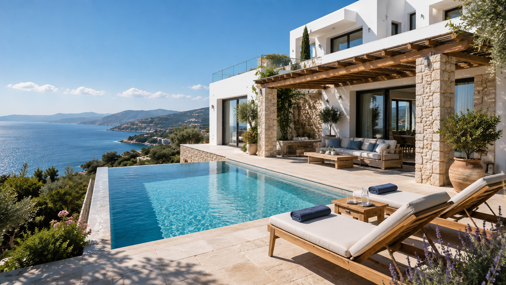 Mediterranean villa with infinity pool and sea view