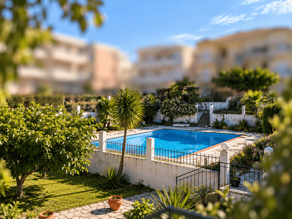 Swimming pool at our apartment complex in Kallithea, Halkidiki
